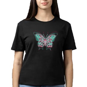 T-shirt à manches courtes à imprimé papillon 100% coton pour femme confortable et élégant, col rond avec une couleur unique Fabriqué au Bangladesh - Product Image 5