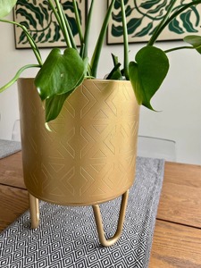Stylish Gold Planter Pot With Stand Suitable For Home Decor Tabletop Plant Office <b>Display</b> And Interior Styling From India - Product Image 2