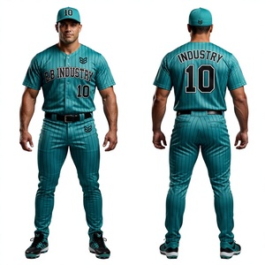 Signature Teal & Black Pinstripe Baseball Uniform - Product Image 1
