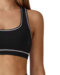 Conjunto Deportivo para Mujer, Bra Deportivo en Contraste Blanco y Negro y Leggings de Cintura Alta, Elásticos, para Yoga, Fitness, Gimnasio, Personalizables, OEM, Venta al Por Mayor - Product Image 5