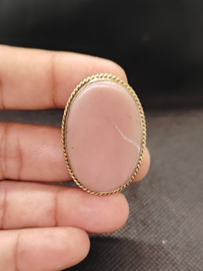 UDGEMS Natural Pink <b>Opal</b> Brass Groove <b>Pendant</b> | Handmade Bezel Setting Gemstone <b>Pendant</b> | Vintage Style Women's IGI Certified - Product Image 2