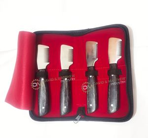 Ensemble de couteaux de toilettage pour chien en acier inoxydable de luxe avec manche en bois, outils de toilettage pour animaux de compagnie écologiques - Product Image 2