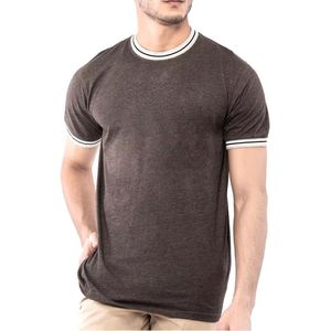 เสื้อยืดลำลองสีน้ำตาลเข้มตัดสีตัดกัน-ผ้าฝ้ายเนื้อนุ่มระบายอากาศได้ดีสไตล์วินเทจฤดูร้อนทันสมัย - Product Image 3