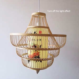Abat-jour en bambou et rotin, design actuel, fait main, luminaire suspendu pour intérieurs de luxe - Product Image 3