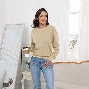 Cropped Long Sleeve Sweatshirts Women Short Length Crewneck Relaxed Fit Fleece Lined Soft Cotton Blend Casual - Product Image 6