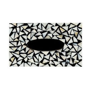 Caja de pañuelos rectangular de alta gama con incrustaciones de nácar y madera hecha a mano para decoración del hogar - Product Image 3