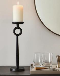 Support de bougie haut en métal noir élégant pour décoration de table et usage domestique, idéal pour le salon, à prix avantageux - Product Image 2