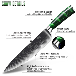 LEGACY BLADES Professional Damascus Chef <b>Knife</b> <b>Set</b> 10-Piece Resin Handle Handmade Razor <b>Sharp</b> Ambidextrous Sustainable <b>Knives</b> - Product Image 3
