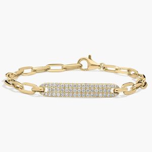 14K Yellow Gold Rectangular Pavé Lab Grown Diamond Link <b>Bracelet</b> - Product Image 1