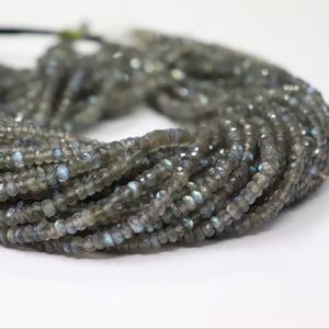 Cuentas de rondelle facetadas de labradorita natural al por mayor, cuentas de rondelle de labradorita de 4mm, hebras de cuentas - Product Image 1