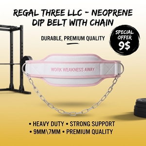 Ceinture de musculation premium avec chaîne, support lombaire en néoprène 9 mm, fermeture à double anneau, ceinture de dip en néoprène avec chaîne - Product Image 1