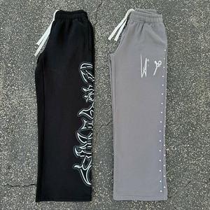 Hooded Streetwear Tracksuit Set White Logo Print Full-Length Sweatpants <b>Zip</b>-<b>Up</b> <b>Jacket</b> Windproof Casual Wear for Adults Autumn - Product Image 4