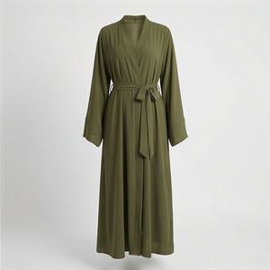 Abaya à volants, Abaya ouverte, Vêtements modestes, Robe musulmane modeste, Caftan pour femme, Tissu fluide, Robe modeste, Couleur personnalisable - Product Image 1