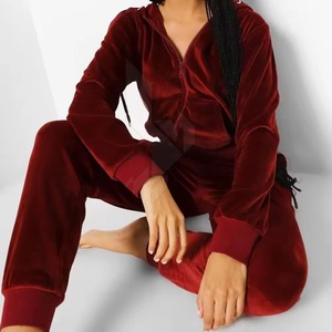 Top Selling Women's Velour Sets <b>Zip</b> <b>up</b> <b>Crop</b> Top Shorts Regular Fit 100% Cotton Solid Custom Logo Autumn Tracksuits OEM - Product Image 1