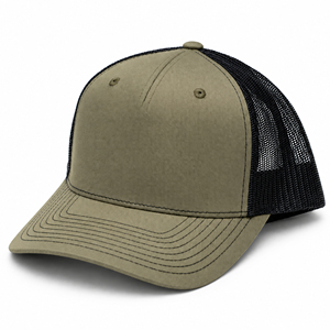 Olive Green Trucker <b>Cap</b> <b>Black</b> Mesh Back Blank Custom Logo Workwear <b>Baseball</b> Hat Adjustable Snapback Wholesale OEM Hats - Product Image 1