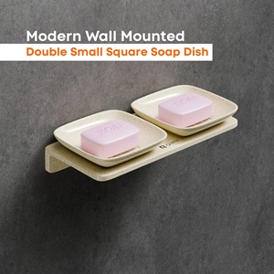 Porte-savon mural double couche, petit format carré, pour salle de bain, douche, avec drain, pour savon en barre et éponge - Product Image 2