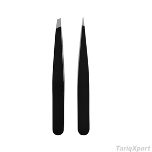Wholesale High Quality Eco-Friendly Anti-Static Black Stainless Steel Eyelash Eyebrow Tweezers Set Slanted Pointed <b>Makeup</b> <b>Tools</b> - Product Image 2