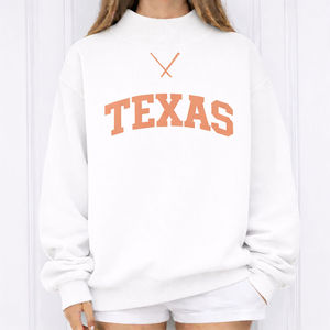 Sudadera de Mujer con Estampado de Letras Texas, Cuello Redondo, Color Sólido, Manga Larga, Tejido de Algodón, para Otoño - Product Image 2