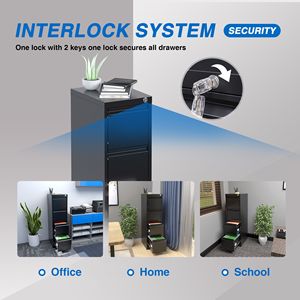 Armadietto Verticale in Metallo a 4 Cassetti con Serratura per Archiviazione Documenti A4/Letter/Legal, per Ufficio o Casa - Product Image 5
