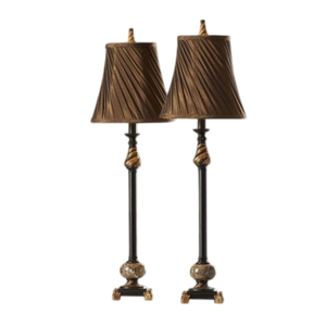 Lampe de table traditionnelle en bronze avec abat-jour en tissu beige, grande lampe décorative pour le salon et la décoration de bureau - Product Image 5