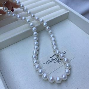 Collier de perles d'eau douce naturelles de haute qualité Zhuji, 10-11 mm, non nucléaires, chaîne mère, forte luminosité, perles d'eau douce non nucléaires - Product Image 4