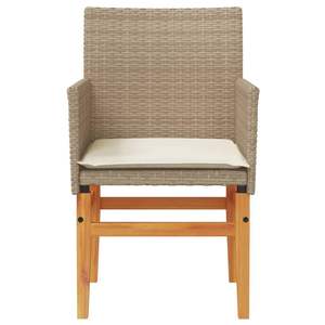 Chaise de jardin en bois d'acacia massif avec rotin PE beige et acier thermolaqué, mobilier d'extérieur durable - Product Image 5