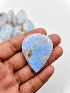 Premium Quality Natural Brand <b>Rainbow</b> Moonstone Cabochons | Loose Gemstones From Rajasthan Blue Flashy Oval for Jewelry Making - Product Image 1