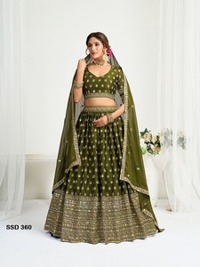 Green Embroidered Silk Lehenga Choli Set with Dupatta Heavy Fabric Traditional Indian Wedding Outfit for Women All Seasons - Product Image 6
