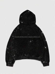 เสื้อฮู้ดประดับคริสตัลแบบติดร้อน สไตล์โอเวอร์ไซส์ วิบวับ หรูหรา แฟชั่น Y2K สตรีทแวร์ ฮิปฮอป แบบสั่งทำพิเศษ ประดับกลิตเตอร์ - Product Image 6