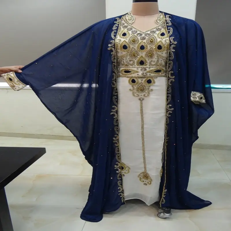 Vestido largo de abaya árabe, caftán marroquí, vestido de Otoño de Dubái, farsha, caftán con cuentas de Dubái