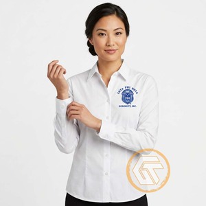 เสื้อเชิ้ตผู้หญิงแบบลำลองสั่งทำพิเศษ ODM ปกคอปก แขนเสื้อแบบแร็กแลน สำหรับชมรม Zeta Phi Beta ผลิตจากผ้าฝ้าย 100% - Product Image 4
