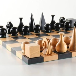 Modern Abstract Wood <b>Chess</b> Set Geometric Minimalist Decorative Luxury Staunton Alternative Premium Handcrafted <b>Chess</b> <b>Board</b> <b>Game</b> - Product Image 1