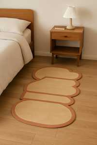 brown and orange color irregular edges unique pattern Washable Oval Area <b>Carpet</b> Pet Friendly Picnic - Product Image 2