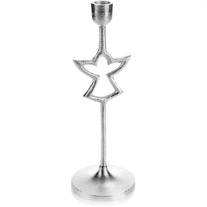 Christmas Decor Angel Metal Candle Holder Single Arm Candle Holder with Round Base Candle Holder for Christmas <b>Silver</b> Angel - Product Image 1