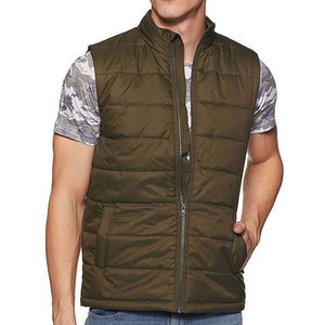 Chaqueta Acolchada para Hombre, Color Verde Oliva, Cuello Alto con Capucha, Corte Ajustado, Tallas Grandes, Cierre de Cremallera, Resistente al Viento, Ecológica - Product Image 1