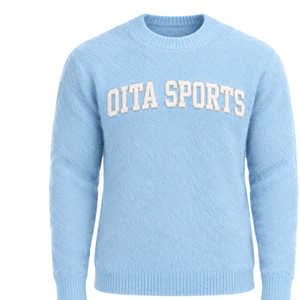 Suéter de Punto Personalizado Azul Cielo para Hombre, Cuello Redondo, Manga Larga, Suave, Informal, para Invierno, con Logotipo Personalizado en Relieve en el Pecho - Product Image 1