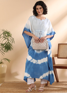 High Quality Designer Rayon <b>Kaftan</b> Tie Dyed <b>Summer</b> Daily Wear Regular Fit Sweetheart neck at Best Price by Supplier - Product Image 4