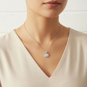 Collier pendentif solitaire serti clos avec diamant de laboratoire rond brillant de 0,60 carat total |   Collier pendentif en diamant délicat et luxueux - Product Image 6