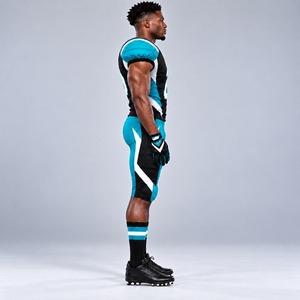 Conjunto de Uniforme de Fútbol Americano Premium para Hombre, Negro, Verde Azulado y Blanco, Jersey y Pantalones 23, Poliéster Transpirable, Talla Adulto, Servicio OEM - Product Image 2