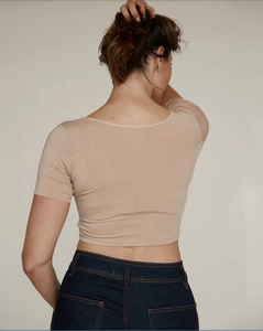 Débardeur court vintage ultra doux et léger pour femme, 95 % modal, 5 % élasthanne, anti-transpiration, couleur nude, idéal pour l'été - Product Image 3