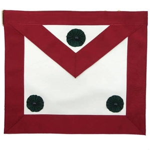 Delantal Masónico Color Granate con Rosetas Moiré, Regalia Masónica, para Ceremonias, Tradicional, de Primera Calidad - Product Image 1