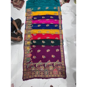 Sari de Seda Pura de Lujo para Mujer, Ropa de Novia, Ocasiones Festivas, Colección de Diseñador y Eventos Culturales para Exportación, Precio de Venta - Product Image 4