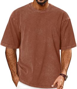 T-shirts vierges 100 % coton épais, blancs unis, personnalisables, pour hommes, coupe oversize, col rond, prix de gros - Product Image 6