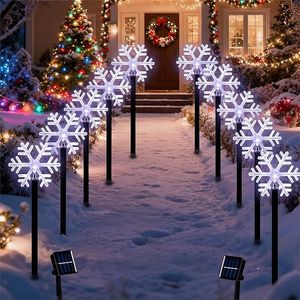 ILLUMINEW Set di 10 Luci Solari Natalizie a Forma di Fiocco di Neve, Luci Bianche per Esterni, Decorazioni Festive per Natale - Product Image 1