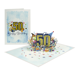 Tarjetas de Cumpleaños Doradas 3D Pop-Up Personalizadas Hechas a Mano por Kiricard con Sobre - Product Image 1