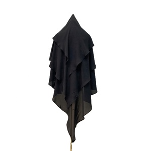 Ropa islámica para mujer 2023 liso Khimar Hijab bufanda Headcover Abaya Jilbab Gamis Sudadera con capucha vestido de ropa de oración étnica - Product Image 1