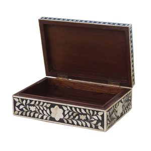 Boîte à bijoux artisanale moderne multifonctionnelle en os incrusté, motif floral, écologique, pour rangement décoratif dans le salon - Product Image 2