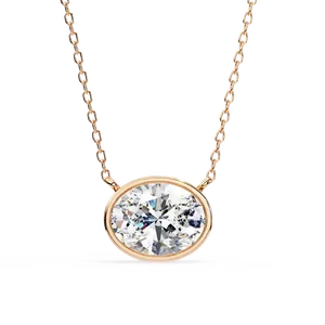 Collier pendentif solitaire en diamant de laboratoire ovale 1 carat pour femme, bijoux fins, or massif 18 carats, chaîne assortie incluse - Product Image 3