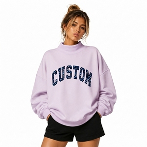 Sweat-shirt imprimé élégant et tendance à col montant, coupe oversize, léger, conception OEM, anti-rétrécissement, séchage rapide, pour femme - Product Image 1