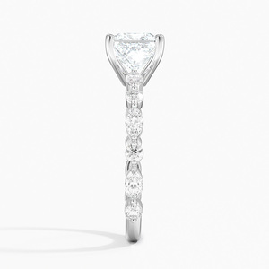 Anillo BOJ 012 con Corte Princesa, Plata 925, Aguamarina, Tres Cuartos de Diamantes, 2ct, Color D, VVS1, Moissanita, Certificado GRA - Product Image 3